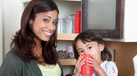 Child drinking Reverse Osmosis filtered water
